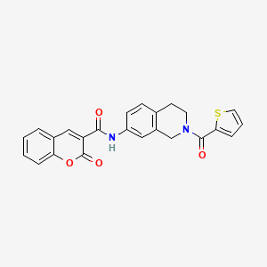 molecular formula C24H18N2O4S B2773771 2-oxo-N-(2-(thiophene-2-carbonyl)-1,2,3,4-tetrahydroisoquinolin-7-yl)-2H-chromene-3-carboxamide CAS No. 955689-51-7