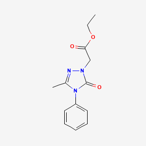 molecular formula C13H15N3O3 B2773773 ethyl 2-(3-methyl-5-oxo-4-phenyl-4,5-dihydro-1H-1,2,4-triazol-1-yl)acetate CAS No. 860785-45-1