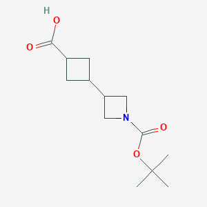 molecular formula C13H21NO4 B2773779 3-{1-[(Tert-butoxy)carbonyl]azetidin-3-yl}cyclobutane-1-carboxylic acid CAS No. 1989659-47-3