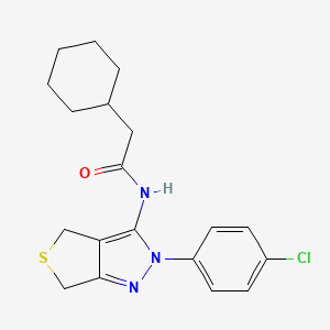 molecular formula C19H22ClN3OS B2773784 N-[2-(4-chlorophenyl)-4,6-dihydrothieno[3,4-c]pyrazol-3-yl]-2-cyclohexylacetamide CAS No. 450341-23-8