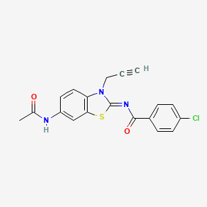 (Z)-N-(6-acetamido-3-(prop-2-yn-1-yl)benzo[d]thiazol-2(3H)-ylidene)-4-chlorobenzamide