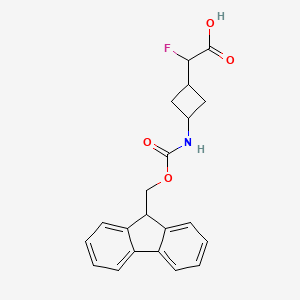molecular formula C21H20FNO4 B2773795 2-[3-(9H-芴-9-基甲氧羰基氨基)环丁基]-2-氟乙酸 CAS No. 2445782-57-8