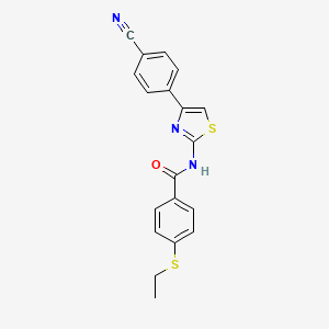 molecular formula C19H15N3OS2 B2773799 N-(4-(4-氰基苯基)噻唑-2-基)-4-(乙硫基)苯甲酰胺 CAS No. 922696-79-5