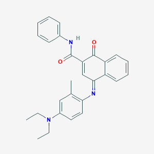 molecular formula C28H27N3O2 B027738 2-苯基氨基甲酰基-1,4-萘醌-4-(4-二乙氨基-2-甲基苯基)亚胺 CAS No. 102187-19-9