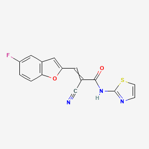 molecular formula C15H8FN3O2S B2773805 2-cyano-3-(5-fluoro-1-benzofuran-2-yl)-N-(1,3-thiazol-2-yl)prop-2-enamide CAS No. 1394802-86-8
