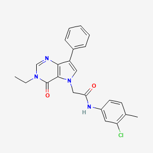 molecular formula C23H21ClN4O2 B2773816 N-(3-chloro-4-methylphenyl)-2-(3-ethyl-4-oxo-7-phenyl-3,4-dihydro-5H-pyrrolo[3,2-d]pyrimidin-5-yl)acetamide CAS No. 1251579-92-6