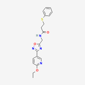 molecular formula C19H20N4O3S B2773826 N-((3-(6-ethoxypyridin-3-yl)-1,2,4-oxadiazol-5-yl)methyl)-3-(phenylthio)propanamide CAS No. 2034601-81-3