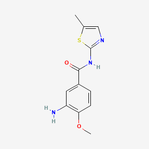 molecular formula C12H13N3O2S B2773833 3-amino-4-methoxy-N-(5-methyl-1,3-thiazol-2-yl)benzamide CAS No. 953744-05-3