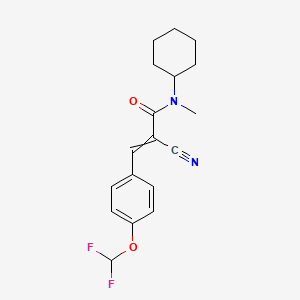 molecular formula C18H20F2N2O2 B2773847 2-cyano-N-cyclohexyl-3-[4-(difluoromethoxy)phenyl]-N-methylprop-2-enamide CAS No. 326024-14-0