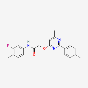 molecular formula C21H20FN3O2 B2773853 N-(3-氟-4-甲基苯基)-2-{[6-甲基-2-(4-甲基苯基)嘧啶-4-基]氧基}乙酰胺 CAS No. 1030090-69-7