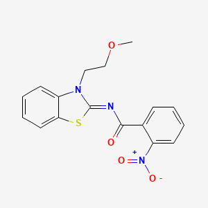 molecular formula C17H15N3O4S B2773864 (Z)-N-(3-(2-甲氧基乙基)苯并[d]噻唑-2(3H)-基亚甲基)-2-硝基苯甲酰胺 CAS No. 864975-64-4