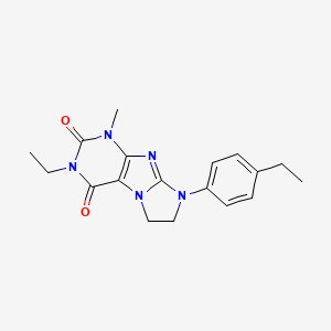 molecular formula C18H21N5O2 B2773868 3-ethyl-8-(4-ethylphenyl)-1-methyl-7,8-dihydro-1H-imidazo[2,1-f]purine-2,4(3H,6H)-dione CAS No. 872840-42-1