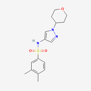 molecular formula C16H21N3O3S B2773871 3,4-二甲基-N-(1-(四氢-2H-吡喃-4-基)-1H-嘧啶-4-基)苯磺酰胺 CAS No. 1797639-04-3