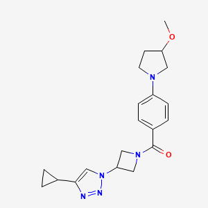 molecular formula C20H25N5O2 B2773875 (3-(4-cyclopropyl-1H-1,2,3-triazol-1-yl)azetidin-1-yl)(4-(3-methoxypyrrolidin-1-yl)phenyl)methanone CAS No. 2097919-52-1