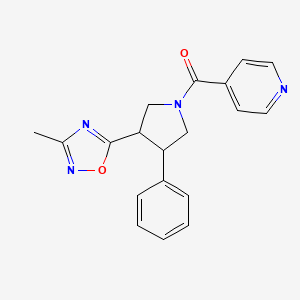 molecular formula C19H18N4O2 B2773886 (3-(3-Methyl-1,2,4-oxadiazol-5-yl)-4-phenylpyrrolidin-1-yl)(pyridin-4-yl)methanone CAS No. 1903882-35-8