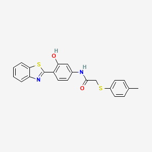 molecular formula C22H18N2O2S2 B2773889 N-(4-(苯并[d]噻唑-2-基)-3-羟基苯基)-2-(对甲苯硫基)乙酰胺 CAS No. 896017-82-6