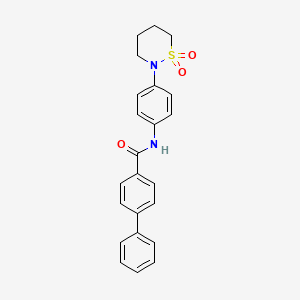 molecular formula C23H22N2O3S B2773892 N-[4-(1,1-dioxothiazinan-2-yl)phenyl]-4-phenylbenzamide CAS No. 899731-79-4