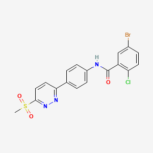 molecular formula C18H13BrClN3O3S B2773896 5-溴-2-氯-N-(4-(6-(甲磺基)吡啶-3-基)苯基)苯甲酰胺 CAS No. 921543-81-9