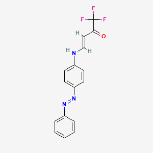 molecular formula C16H12F3N3O B2773898 (3E)-1,1,1-trifluoro-4-({4-[(E)-2-phenyldiazen-1-yl]phenyl}amino)but-3-en-2-one CAS No. 478047-05-1