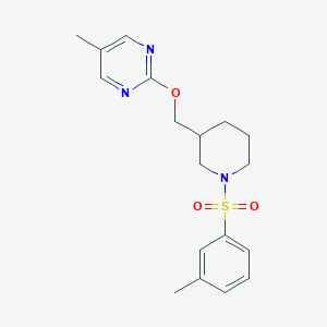 5-Methyl-2-[[1-(3-methylphenyl)sulfonylpiperidin-3-yl]methoxy]pyrimidine
