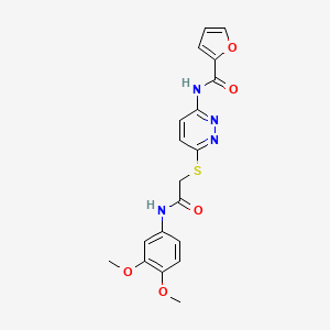molecular formula C19H18N4O5S B2773904 N-(6-((2-((3,4-dimethoxyphenyl)amino)-2-oxoethyl)thio)pyridazin-3-yl)furan-2-carboxamide CAS No. 1021061-41-5