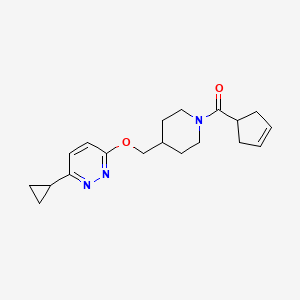 molecular formula C19H25N3O2 B2773925 Cyclopent-3-en-1-yl-[4-[(6-cyclopropylpyridazin-3-yl)oxymethyl]piperidin-1-yl]methanone CAS No. 2380059-71-0