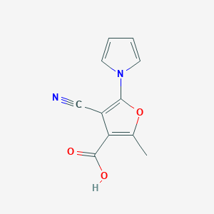 molecular formula C11H8N2O3 B2773928 4-cyano-2-methyl-5-(1H-pyrrol-1-yl)furan-3-carboxylic acid CAS No. 851116-60-4