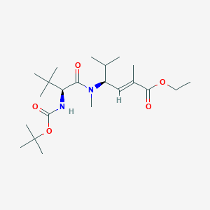 molecular formula C22H40N2O5 B2773929 2-己烯酸, 4-[[(2S)-2-[[(1,1-二甲基乙氧基)羰基]氨基]-3,3-二甲基-1-氧代丁基]甲基氨基]-2,5-二甲基-, 乙酯, (2E,4S)- CAS No. 187345-37-5