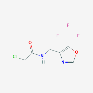 molecular formula C7H6ClF3N2O2 B2773931 2-Chloro-N-[[5-(trifluoromethyl)-1,3-oxazol-4-yl]methyl]acetamide CAS No. 2411318-52-8