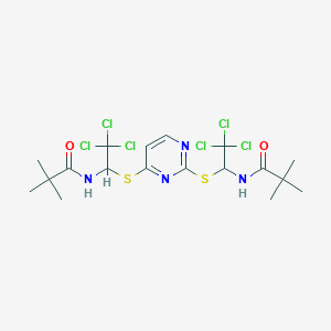 2,2-dimethyl-N-[2,2,2-trichloro-1-[2-[2,2,2-trichloro-1-(2,2-dimethylpropanoylamino)ethyl]sulfanylpyrimidin-4-yl]sulfanylethyl]propanamide