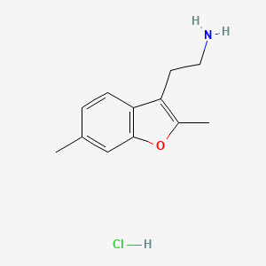 molecular formula C12H16ClNO B2773949 2-(2,6-Dimethyl-1-benzofuran-3-yl)ethanamine;hydrochloride CAS No. 2416231-05-3