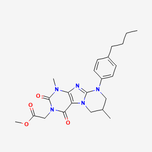 molecular formula C23H29N5O4 B2773951 methyl 2-(9-(4-butylphenyl)-1,7-dimethyl-2,4-dioxo-1,2,6,7,8,9-hexahydropyrimido[2,1-f]purin-3(4H)-yl)acetate CAS No. 887864-09-7