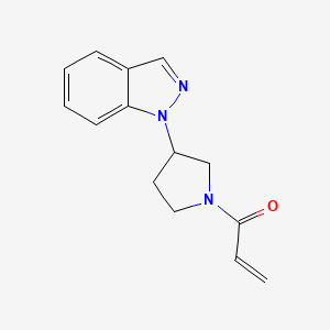 molecular formula C14H15N3O B2773953 1-[3-(1H-indazol-1-yl)pyrrolidin-1-yl]prop-2-en-1-one CAS No. 2094461-48-8