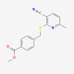 molecular formula C16H14N2O2S B2773955 甲基 4-(((3-氰基-6-甲基吡啶-2-基)硫代甲基)苯甲酸酯 CAS No. 923163-59-1
