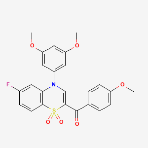 molecular formula C24H20FNO6S B2773957 [4-(3,5-二甲氧基苯基)-6-氟-1,1-二氧代-4H-1,4-苯并噻嗪-2-基](4-甲氧基苯基)甲酮 CAS No. 1114852-91-3