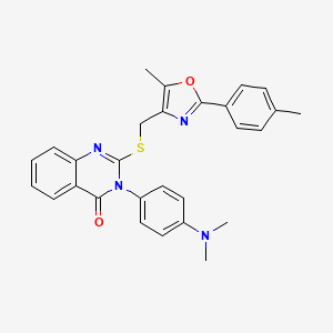 molecular formula C28H26N4O2S B2773960 3-(4-(二甲胺)苯基)-2-(((5-甲基-2-(对甲苯基)噁唑-4-基)甲基)硫代)喹唑啉-4(3H)-酮 CAS No. 1114649-92-1