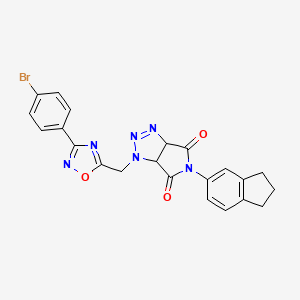 molecular formula C22H17BrN6O3 B2773964 1-((3-(4-溴苯基)-1,2,4-噁二唑-5-基)甲基)-5-(2,3-二氢-1H-茚-5-基)-1,6a-二氢吡咯并[3,4-d][1,2,3]三唑-4,6(3aH,5H)-二酮 CAS No. 1170476-78-4