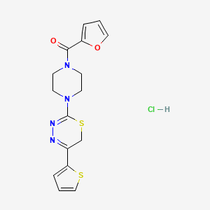 furan-2-yl(4-(5-(thiophen-2-yl)-6H-1,3,4-thiadiazin-2-yl)piperazin-1-yl)methanone hydrochloride