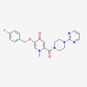 molecular formula C22H22FN5O3 B2773974 5-((4-fluorobenzyl)oxy)-1-methyl-2-(4-(pyrimidin-2-yl)piperazine-1-carbonyl)pyridin-4(1H)-one CAS No. 1021223-22-2