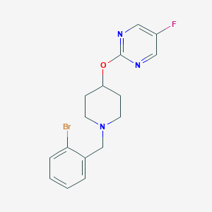 molecular formula C16H17BrFN3O B2773975 2-[1-[(2-Bromophenyl)methyl]piperidin-4-yl]oxy-5-fluoropyrimidine CAS No. 2380097-05-0