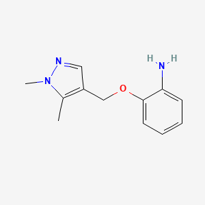 molecular formula C12H15N3O B2773980 2-[(1,5-Dimethyl-1H-pyrazol-4-YL)methoxy]aniline CAS No. 1006959-24-5