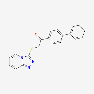 molecular formula C20H15N3OS B2773983 1-(4-Phenylphenyl)-2-([1,2,4]triazolo[4,3-a]pyridin-3-ylsulfanyl)ethanone CAS No. 690646-32-3