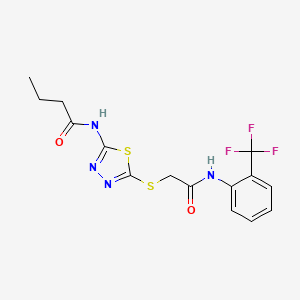 N-(5-((2-oxo-2-((2-(trifluoromethyl)phenyl)amino)ethyl)thio)-1,3,4-thiadiazol-2-yl)butyramide