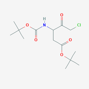 molecular formula C14H24ClNO5 B2773987 Tert-butyl 3-{[(tert-butoxy)carbonyl]amino}-5-chloro-4-oxopentanoate CAS No. 1803599-22-5