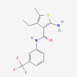 molecular formula C15H15F3N2OS B2773995 2-氨基-4-乙基-5-甲基-N-[3-(三氟甲基)苯基]噻吩-3-甲酰胺 CAS No. 522596-59-4