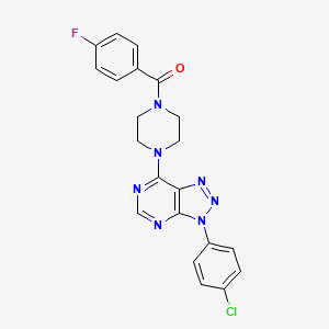 molecular formula C21H17ClFN7O B2773999 (4-(3-(4-氯苯基)-3H-[1,2,3]三唑并[4,5-d]嘧啶-7-基)哌嗪-1-基)(4-氟苯基)甲酮 CAS No. 920228-64-4