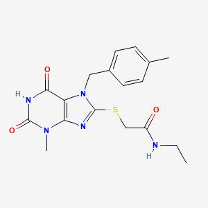 molecular formula C18H21N5O3S B2774005 N-乙基-2-((3-甲基-7-(4-甲基苯基)-2,6-二氧代-2,3,6,7-四氢-1H-嘌呤-8-基)硫)乙酰胺 CAS No. 1105198-03-5