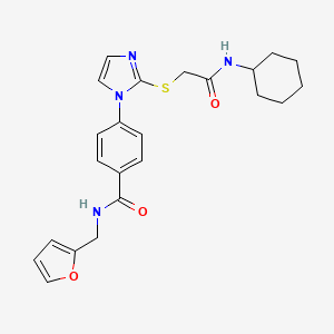 molecular formula C23H26N4O3S B2774007 4-(2-((2-(cyclohexylamino)-2-oxoethyl)thio)-1H-imidazol-1-yl)-N-(furan-2-ylmethyl)benzamide CAS No. 1206987-47-4