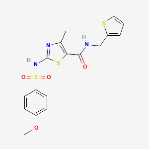 molecular formula C17H17N3O4S3 B2774021 2-(4-methoxyphenylsulfonamido)-4-methyl-N-(thiophen-2-ylmethyl)thiazole-5-carboxamide CAS No. 941925-65-1