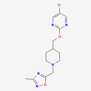 molecular formula C14H18BrN5O2 B2774024 5-[[4-[(5-Bromopyrimidin-2-yl)oxymethyl]piperidin-1-yl]methyl]-3-methyl-1,2,4-oxadiazole CAS No. 2379988-28-8